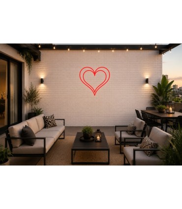 Cartel neón Corazón doble romántico decorativo Rojo Terraza