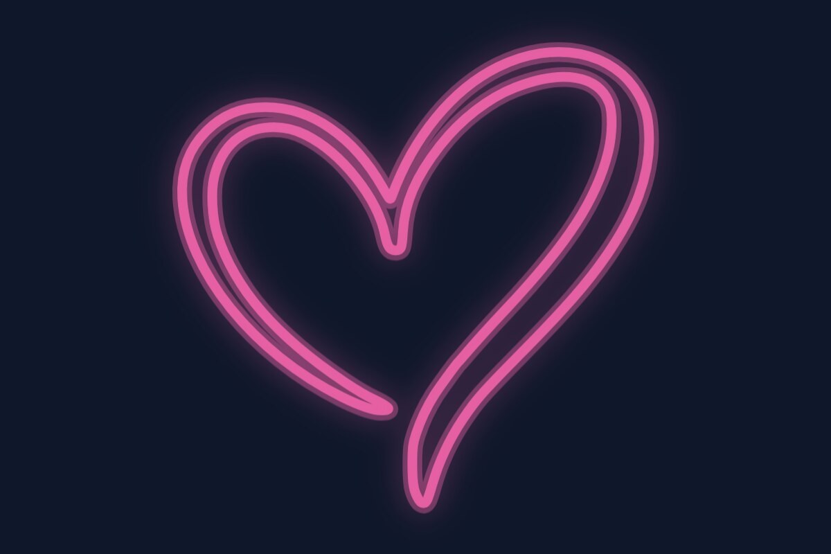 Cartel neón Corazón abierto romántico decorativo
