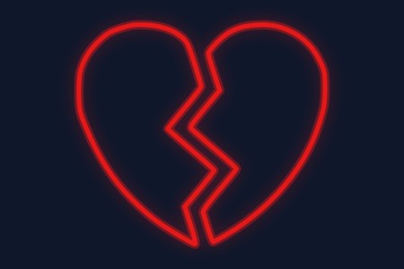 Cartel neón Corazón partido en dos