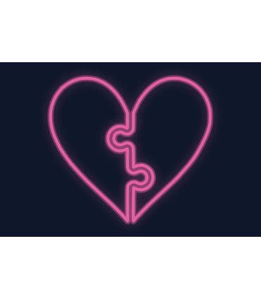 Cartel neón Corazón con forma de puzle
