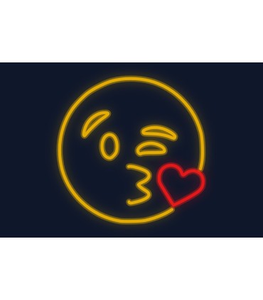 Cartel neón Emoticono mandando beso