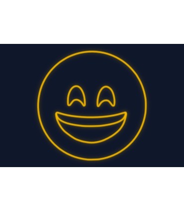 Cartel neón Emoticono sonrisa feliz radiante