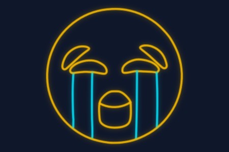Cartel neón Emoticono de llanto