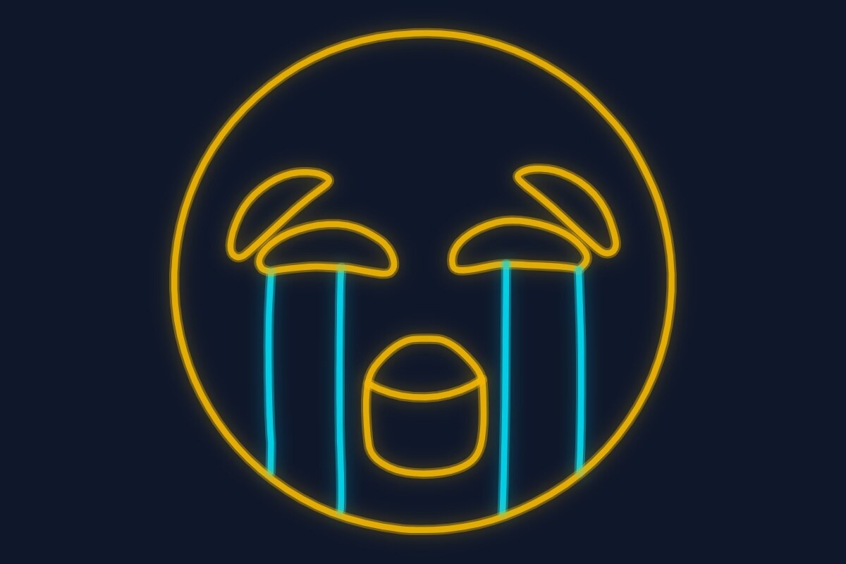 Cartel neón Emoticono de llanto