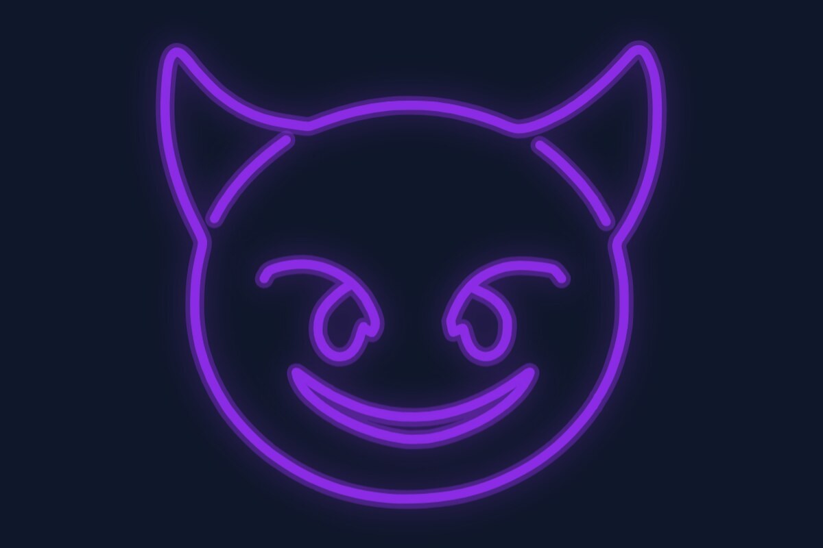 Cartel neón Emoji de diablillo