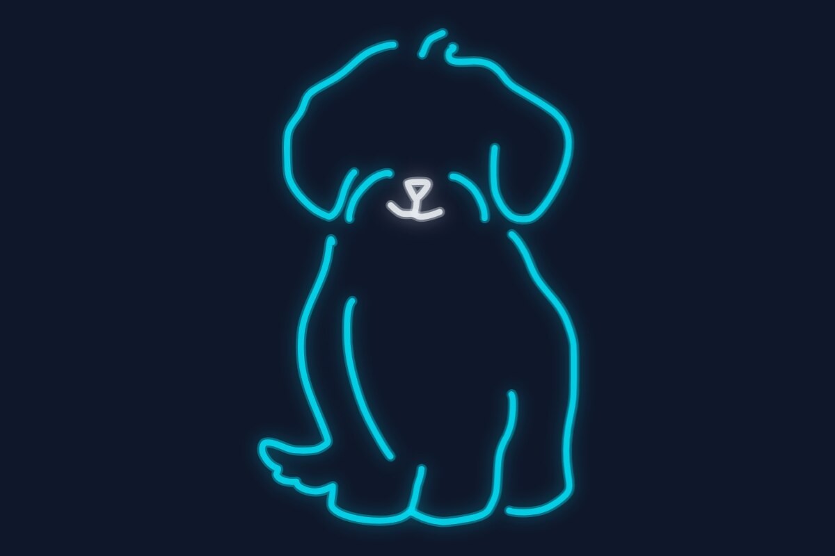 Cartel neón Silueta perro cachorro sentado decorativo