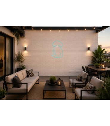 Cartel neón Silueta perro cachorro sentado decorativo Cian Terraza