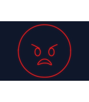 Cartel neón Emoji cara de enfado mirada asesina
