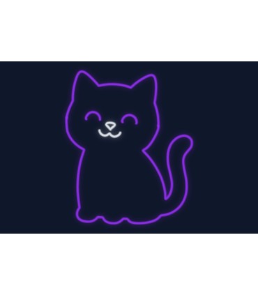 Cartel neón Gatito kawai muy feliz decorativo
