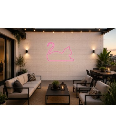 Cartel neón Gato sentado silueta decoración Rosa Terraza