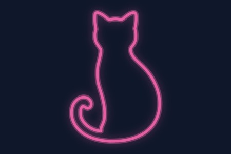 Cartel neón Gato sentado de espaldas mirando la luna