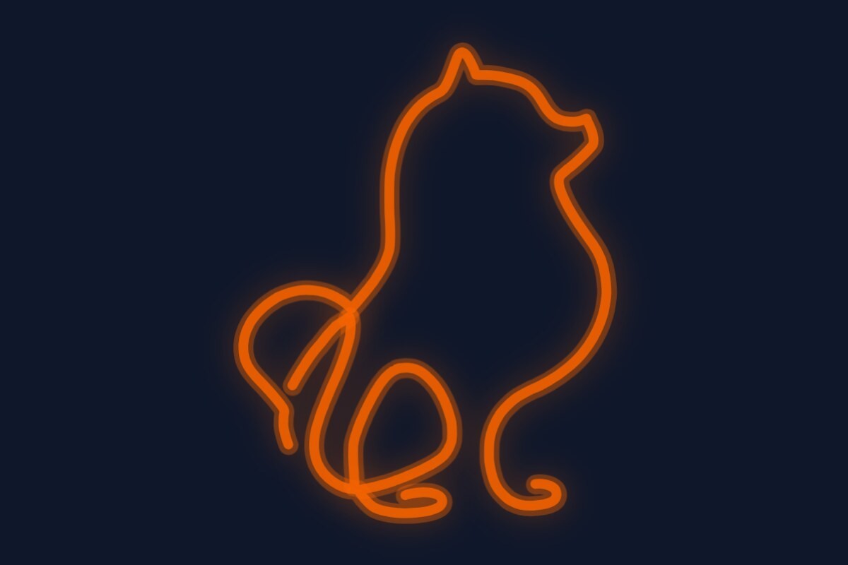 Cartel neón Perro Pomerania de perfil sentado decorativo