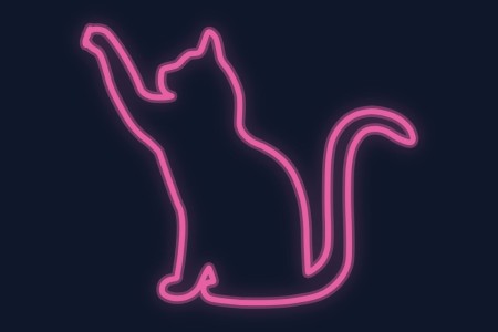 Cartel neón Gato sentado intentando alcanzar la luna