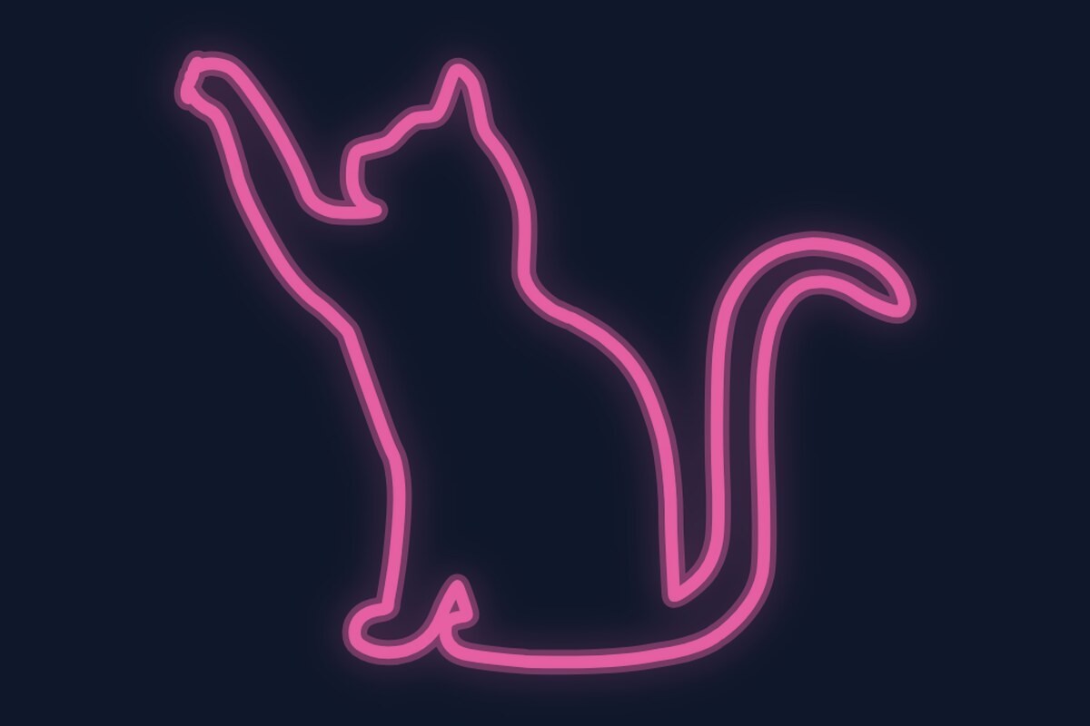 Cartel neón Gato sentado intentando alcanzar la luna