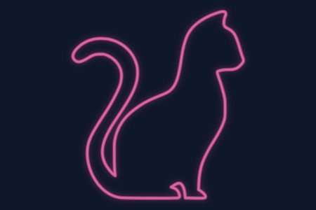 Cartel neón Gato sentado obedientemente silueta