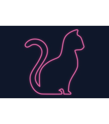 Cartel neón Gato sentado obedientemente silueta