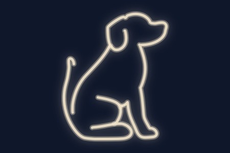 Cartel neón Silueta perro sentado de perfil decorativo