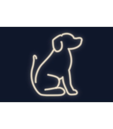 Cartel neón Silueta perro sentado de perfil decorativo
