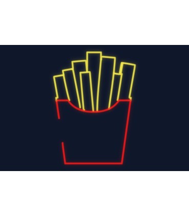 Cartel neón Silueta caja de patatas fritas chips