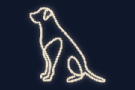Cartel neón Silueta perro sentado de perfil decorativo