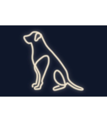 Cartel neón Silueta perro sentado de perfil decorativo