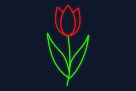 Cartel neón Flor tulipán decorativa con tallo