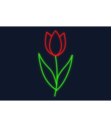Cartel neón Flor tulipán decorativa con tallo
