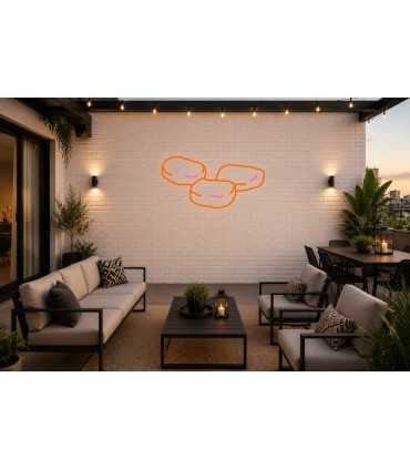 Cartel neón Tres unidades de nuggets de pollo sueltos Rosa Terraza