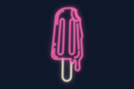 Cartel neón Paleta de helado derritiéndose