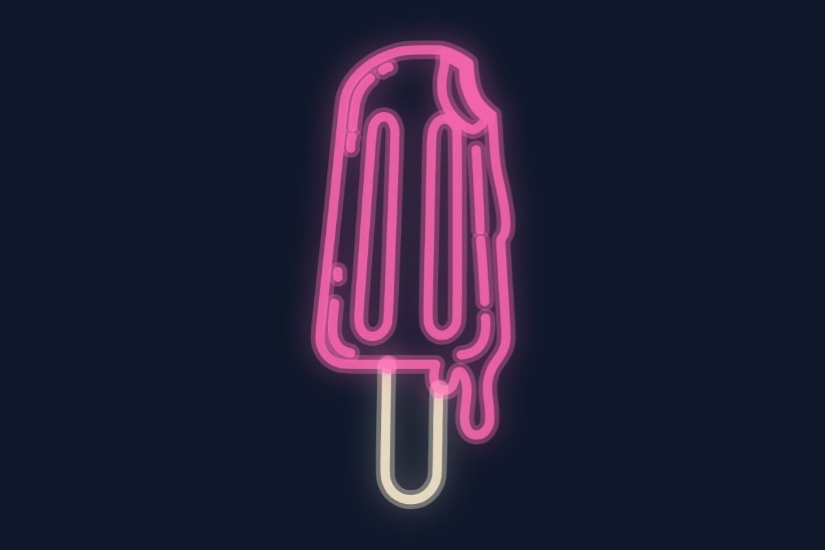 Cartel neón Paleta de helado derritiéndose
