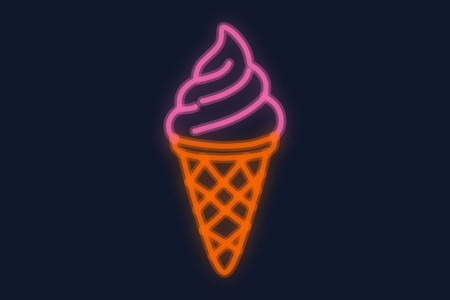 Cartel neón Helado con forma de cono silueta