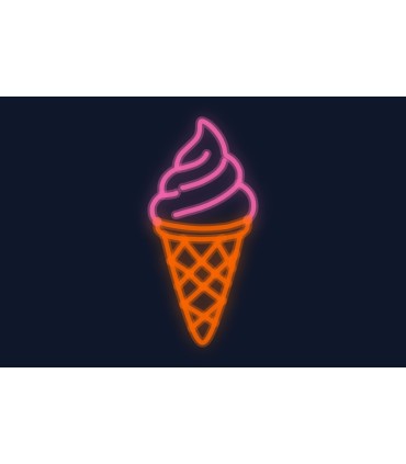 Cartel neón Helado con forma de cono silueta