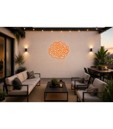 Cartel neón Silueta con forma de gofre artesana Naranja Terraza