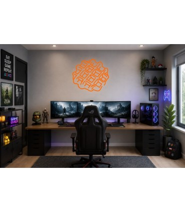 Cartel neón Silueta con forma de gofre artesana Naranja Gaming