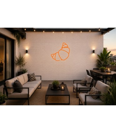 Cartel neón silueta de croissan sin aderezo Naranja Terraza