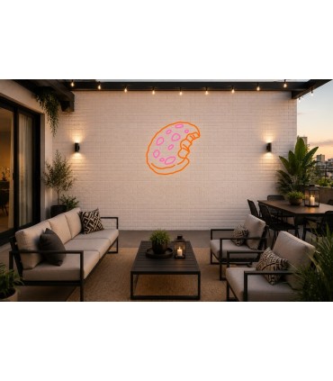 Cartel neón cookie con virutas de chocolate Rosa Terraza
