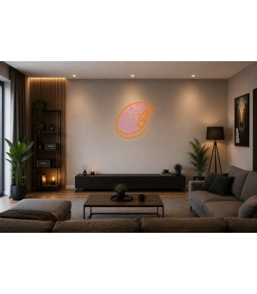 Cartel neón cookie con virutas de chocolate Rosa Salón