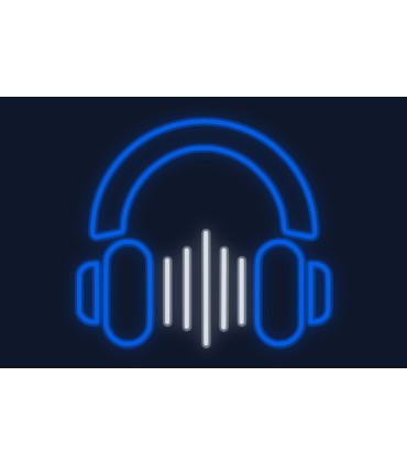 Cartel neón Auriculares con ondas de música