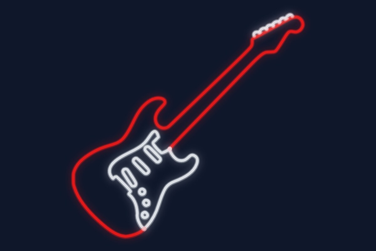 Cartel neón Guitarra eléctrica de diseño para rock