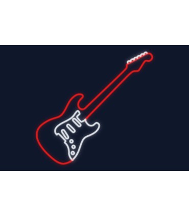Cartel neón Guitarra eléctrica de diseño para rock