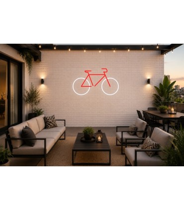 Cartel neón Silueta de bicicleta de series Rojo Terraza