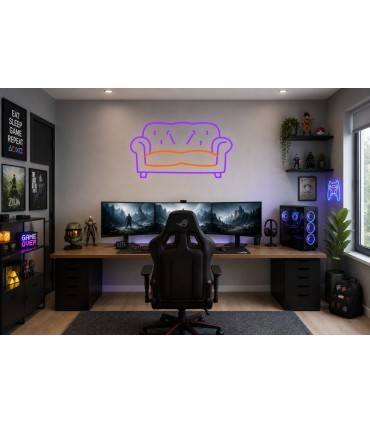 Cartel neón Sofá característico de sitcoms Violeta Gaming