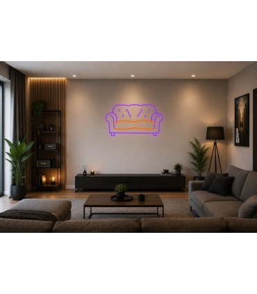 Cartel neón Sofá característico de sitcoms Violeta Salón