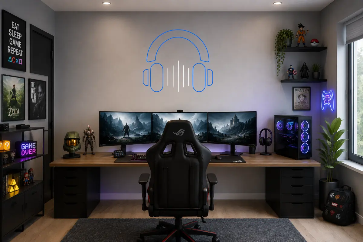 Auriculares con ondas de música