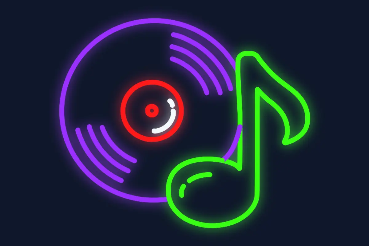 Disco de vinilo con nota musical corchea