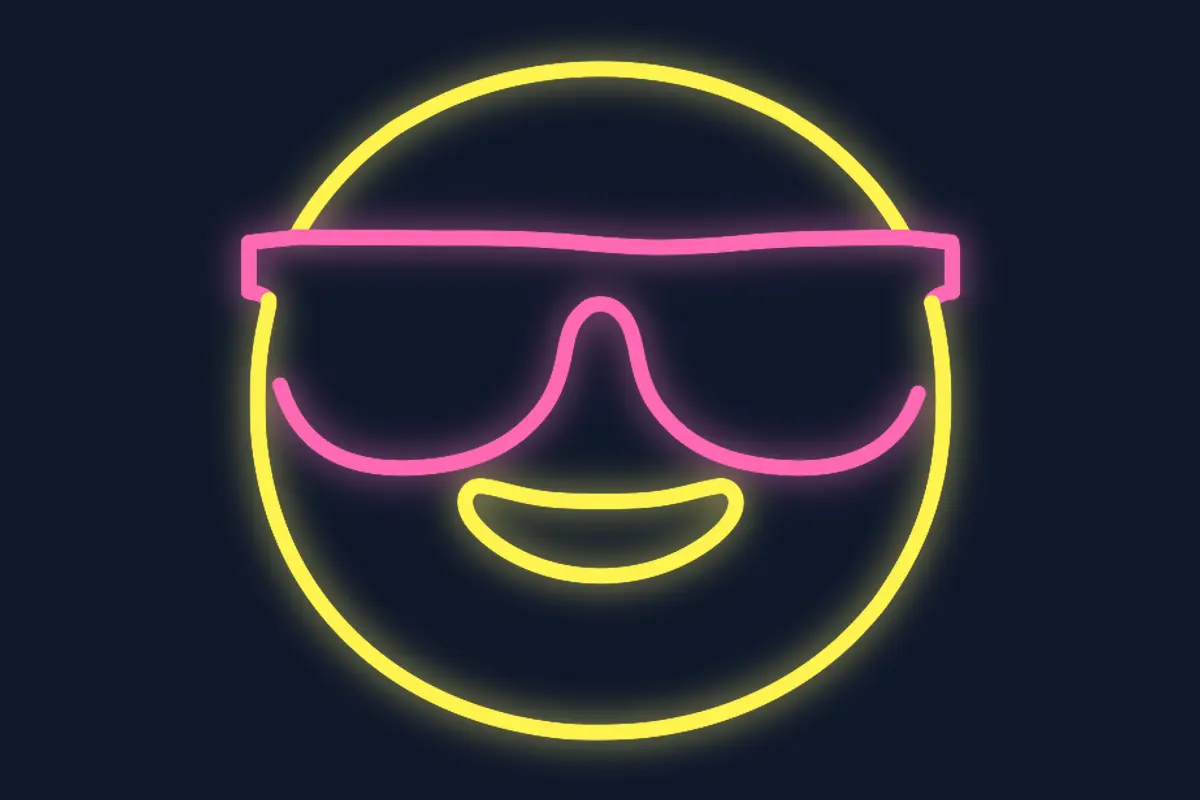 Emoji con gafas de sol y sonrisa pícara
