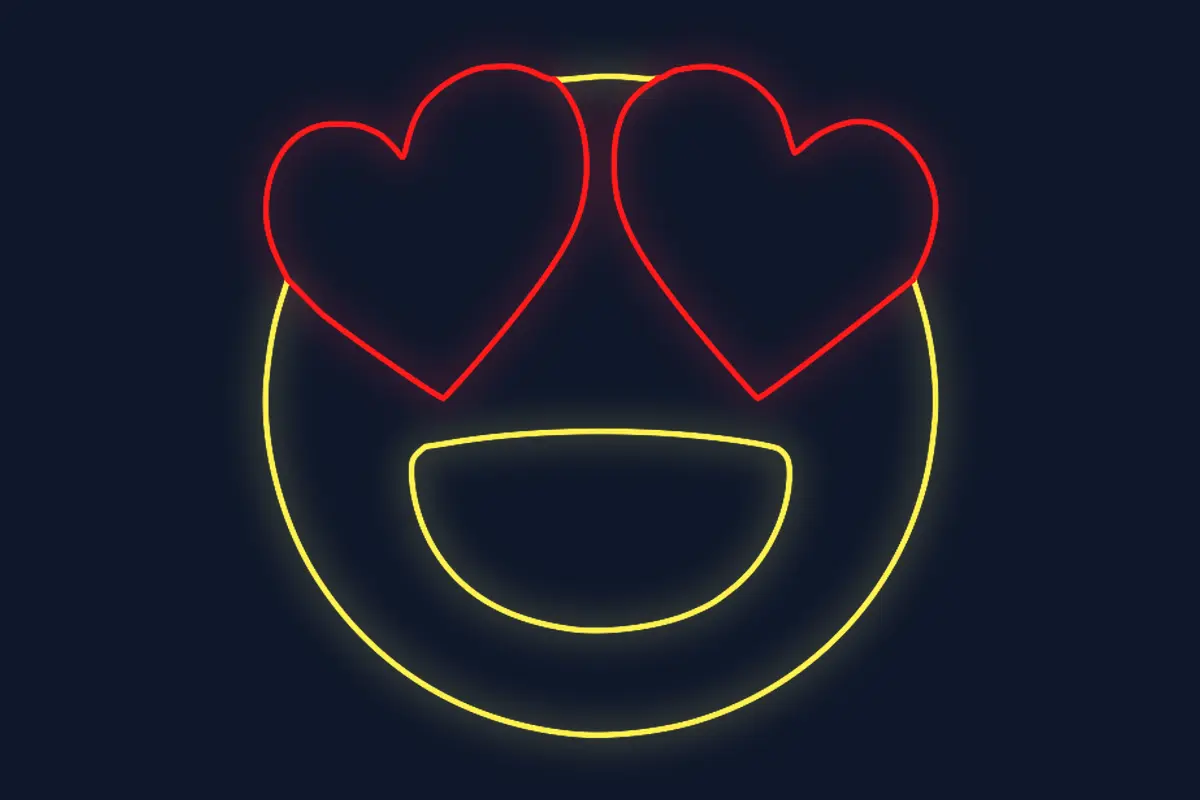 Emoji con ojos en forma de corazón