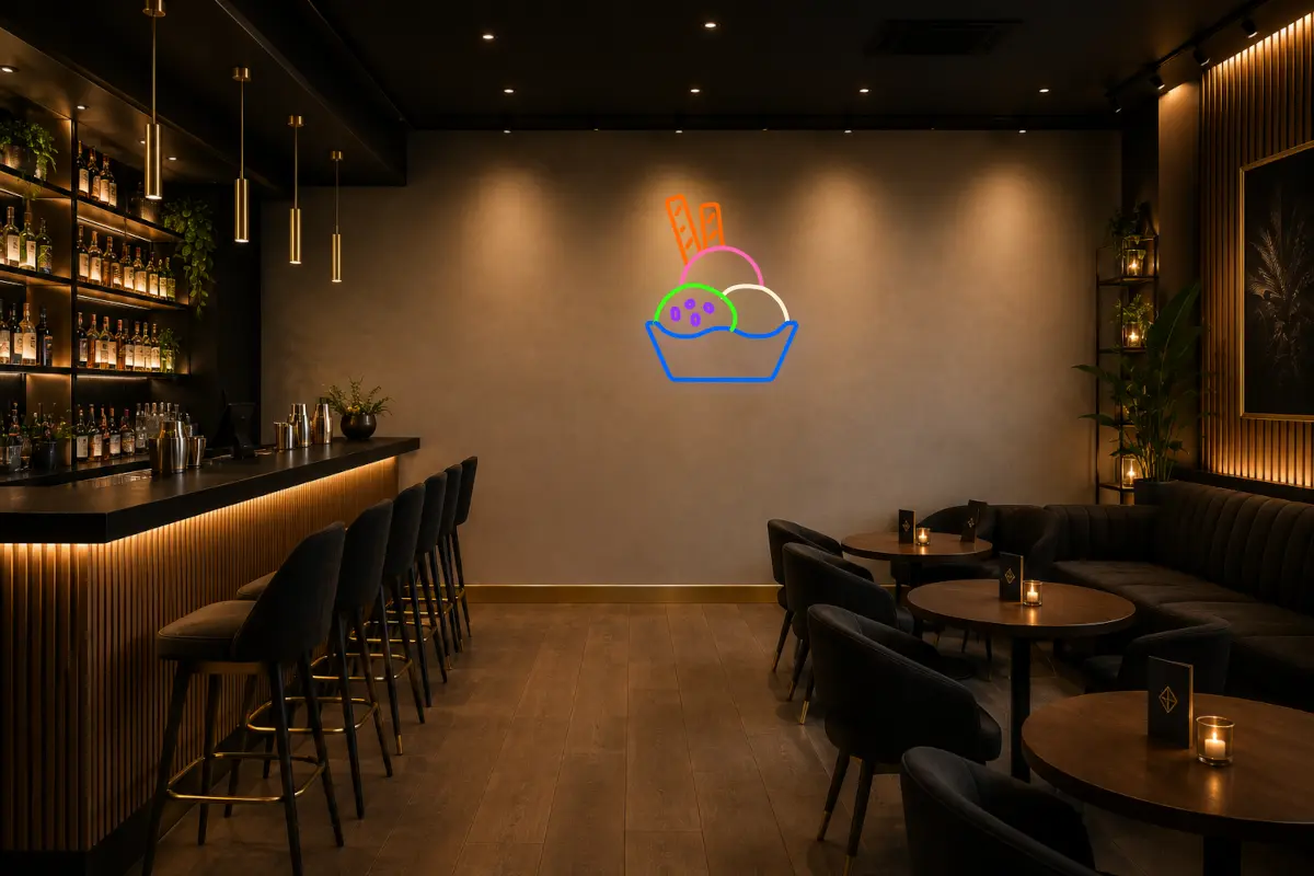 helado en tarrina de tres sabores con dos cañas dulces