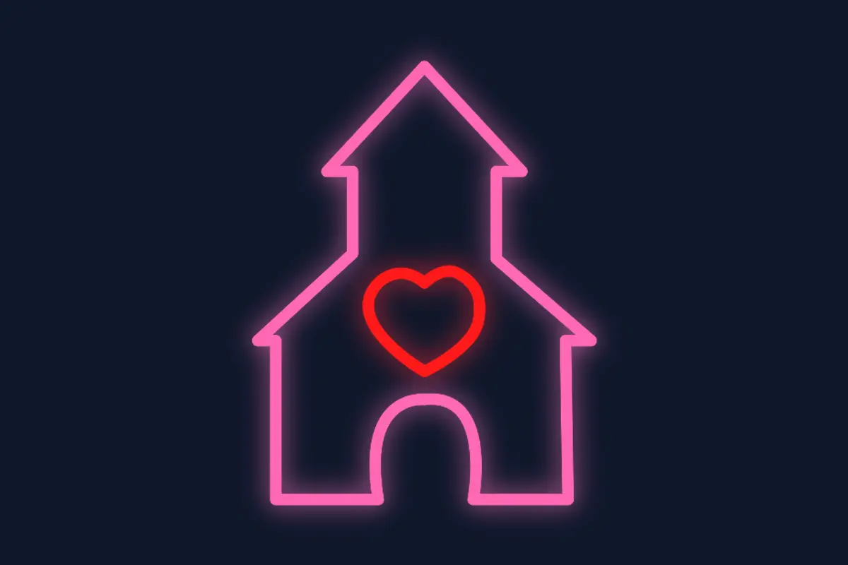 Iglesia con corazón en el centro