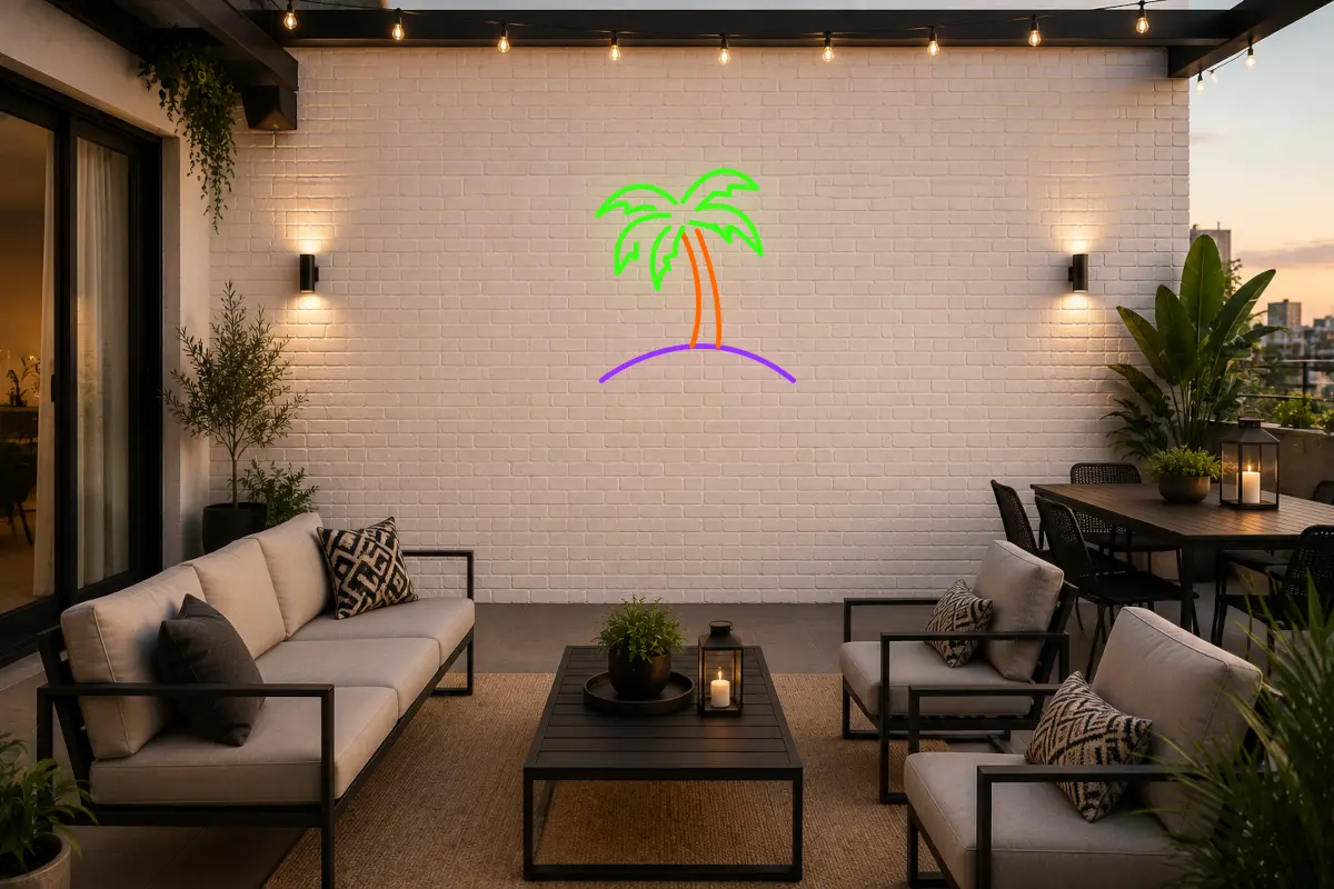 Isla tropical con una gran palmera